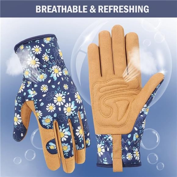 Women's Garden Weeding Work Gloves, Durable Leather and Coating - Picture 5 of 6